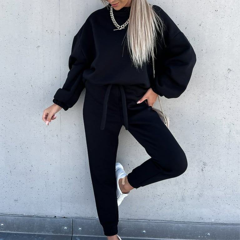 HSMQHJWE Curvy Fit Pants Interview Outfit Women'S Casual Tracksuit Autumn  And Winter Top Pant Sets Fashionable Solid Color Sweater Pants Casual Two  Piece Set Lightweight Dress Pants Women 