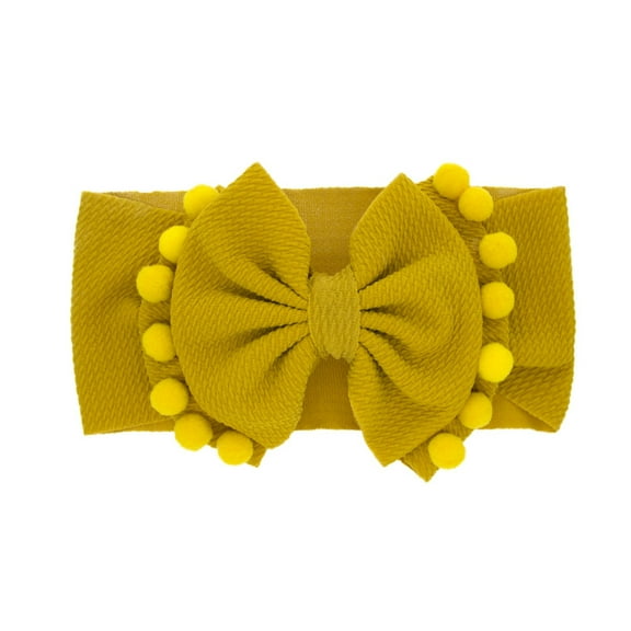 Binhe 1PC Baby Girls Solid Bowknot 3D Ball Stretchy Headbands Hat Accessories and Cotton for Pearl Chiffon Head Flower to Unisex Children