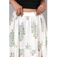 thumbnail image 3 of Women White Floral Block Printed Cotton Maxi Long Skirt with Elastic Waist & Tiered Flowy Fit - XL, 3 of 6