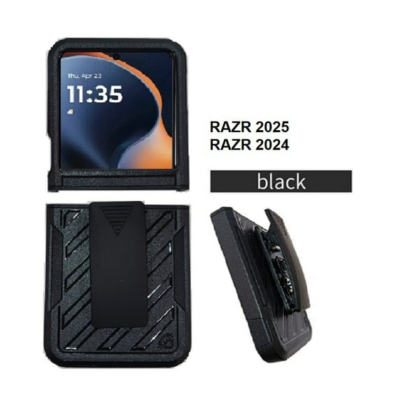 Compatible Case for Motorola RAZR 2025/ 2024, Hard Case & Belt Clip Case Cover (Black)