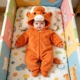 thumbnail image 5 of Cjfdfy Newborn Baby Animal Highland Cow Costume, Fleece Long Sleeve Hooded Jumpsuit Cute Infant Halloween Snowsuit Halloween Holiday Outfit Baby Animal Costumes Unisex 1-9Months, 5 of 9