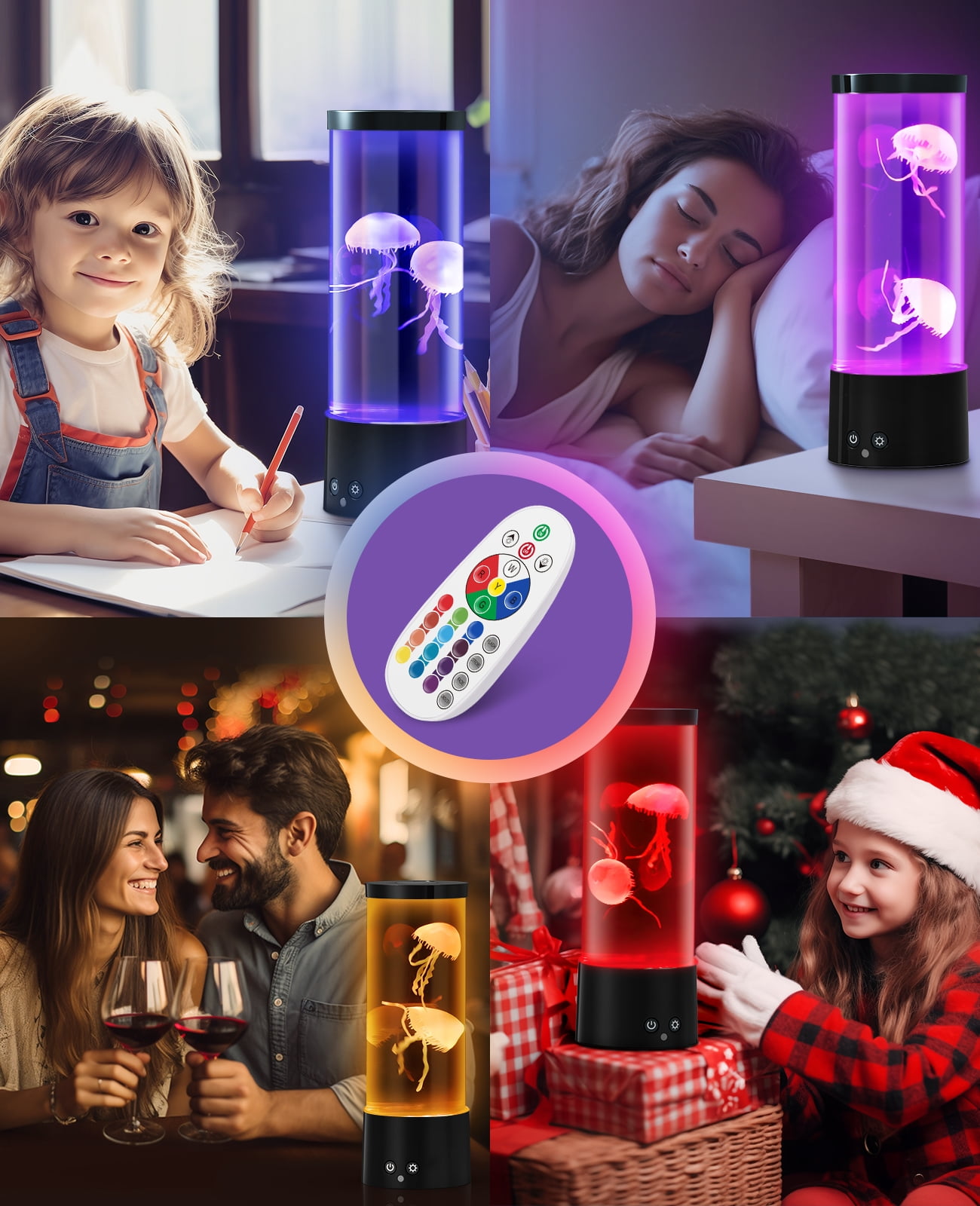 Jellyfish Lamp, GuardWee Jellyfish Aquarium Lamp with 17 Light Effects - Table Lamp Night Light Mood Light with Remote, Jelly Fish Tank Aquarium for Living Room, Christmas Birthday Gifts for Kids