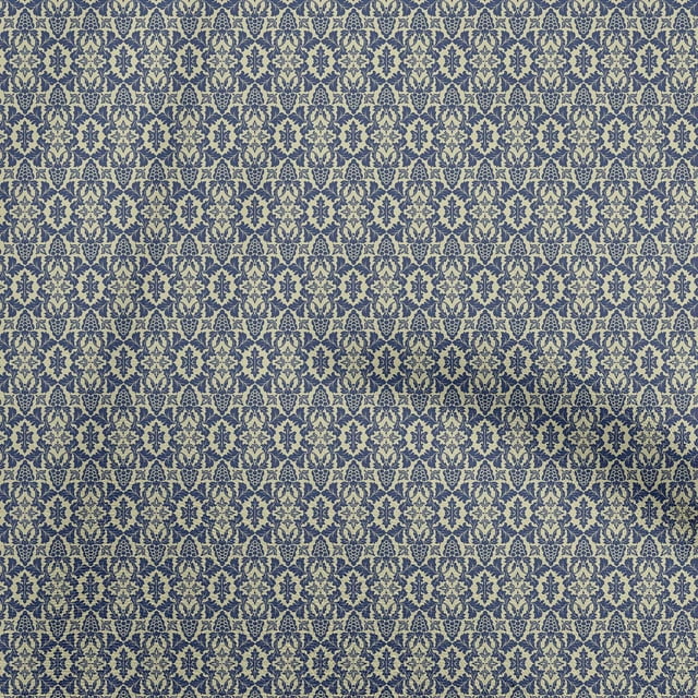 oneOone Georgette Viscose Blue Fabric Damask Sewing Craft Projects Fabric Prints By Yard 42 Inch Wide