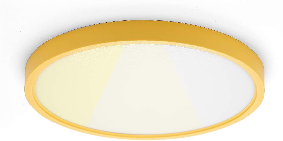 Macaron LED Light Fixture for Nursery Kitchen Hallyway 3 Color Temperatures in One 12 Inch / 20Watt 3000K/4000K/6500K TALOYA Flush Mount Kids Ceiling Light Yellow