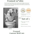 thumbnail image 2 of Bathroom Wall Art, Black and White French Bulldog Dog Reading the Newspaper Wall Docer, Wood Framed Canvas Wall Art Animals Abstract Prints, 12"x16" High-end Pictures for Dormitory Kids Room, 2 of 6