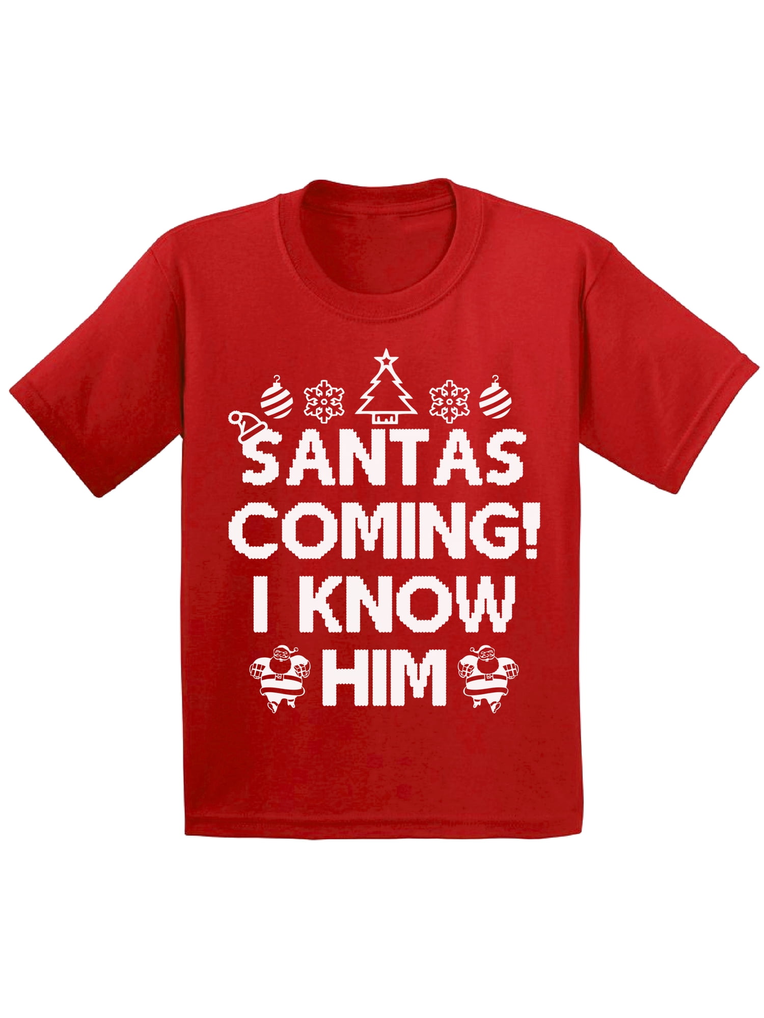 Christmas Tree Made of Bells Stocking Santa Kids Boy Girl T-Shirt 
