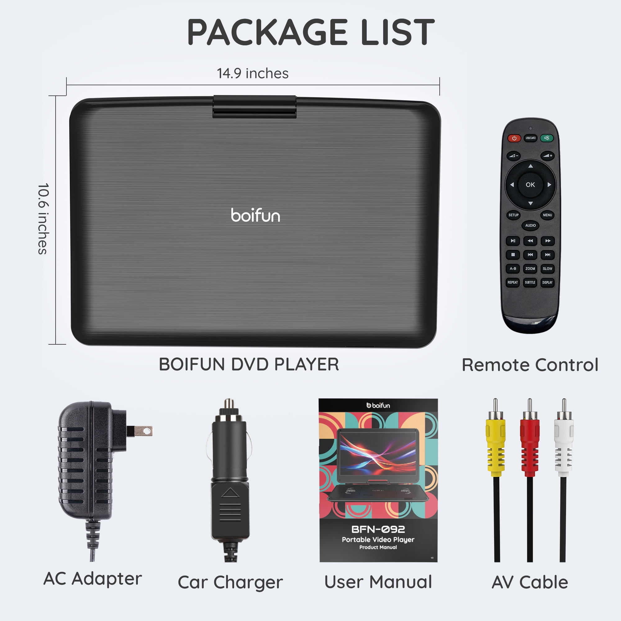 BOIFUN ポータブルDVDプレーヤー : 17.9型 15.6 ポータブルDVD