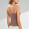 thumbnail image 4 of QHFBli Women Lace V Neck Integrated Cami Tank Tops, Built-in Padded Bra No Extra Undergarment, Soft Back Layering Inner Shirts Coffee XL, 4 of 6