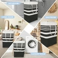 thumbnail image 6 of HonorHut Large Foldable Laundry Basket Hamper Freestanding Laundry Hamper Waterproof Clothes Hamper with Reinforced Handles 2 PCS Black Stripe 15.7x11.8x23.6Inch 75L, 6 of 7