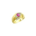 thumbnail image 3 of RYLOS Mens Rings 14K Yellow Gold Ring 6X4MM Oval Shape Gemstone & Diamond Ring Star Ruby July Birthstone Rings For Man Gold Rings Size 9, 3 of 7