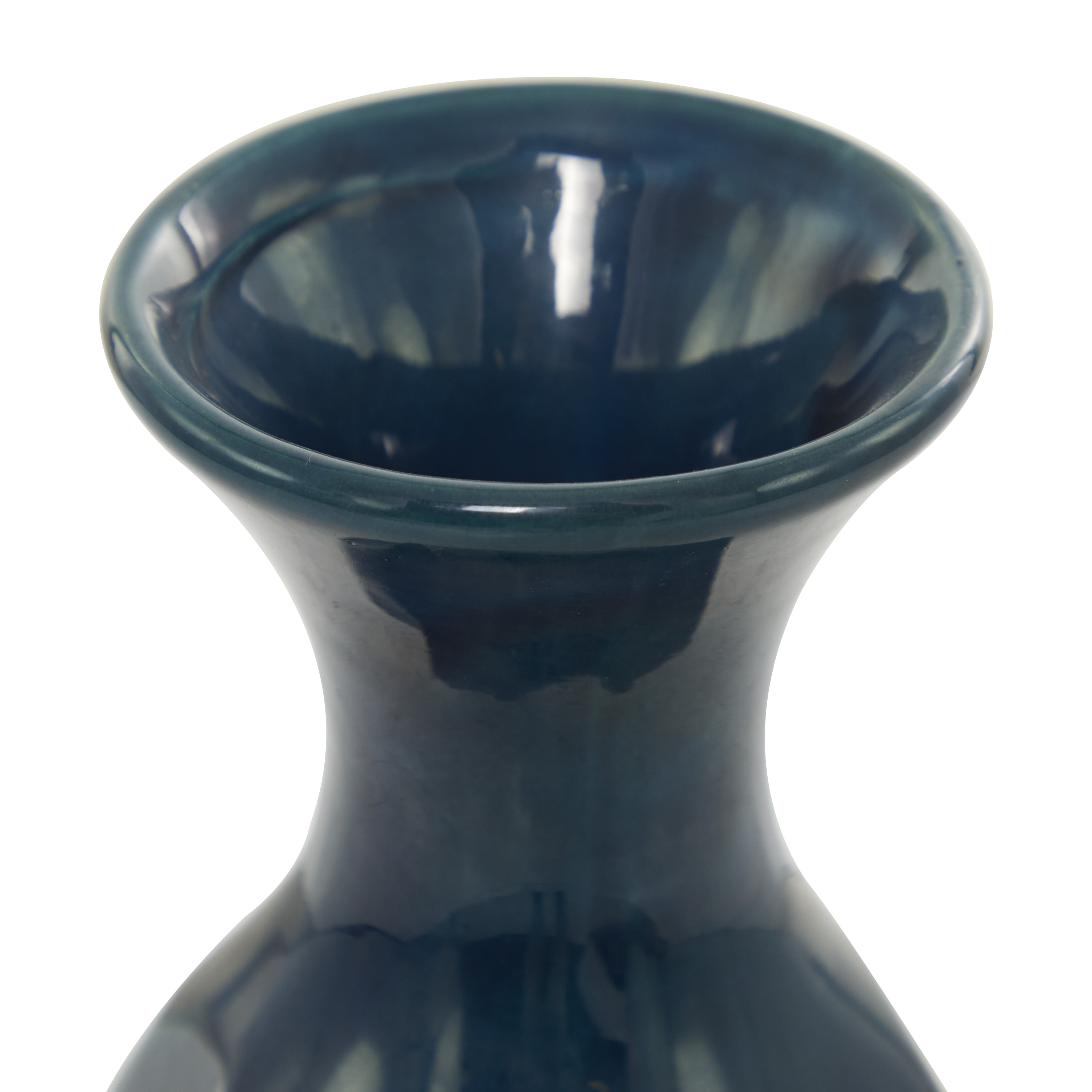 DecMode Blue Ceramic Modern and Coastal Vase 5"W x 15"H, featuring Minimalist Design with clean Lines and Angular Structures - image 5 of 12