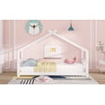 thumbnail image 6 of Twin Size Wood Platform Bed Frame with Roof, No Box Spring, White for Bedroom, 6 of 10