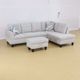 thumbnail image 4 of Aukfa Sectional Sofa, Living Room Couch with Storage Ottoman, Right Facing Chaise, Flannel, Gray, 4 of 11