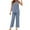 Blue, variant on Jerdar Women Casual 2 Piece Short Sets Summer Leisure Suit Solid Sleeveless V Neck Button Top Pants Suit Set Lounge Set Blue XL