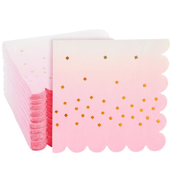 Ombre Delight Cocktail Napkins - 100 Pack for Baby Showers, Weddings, and Birthday Parties - 5 x 5 in Light Pink - Perfect for Celebrations and Gatherings