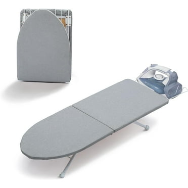 LUFF Tabletop Ironing Board,Portable Iron Board with Iron Rest, Foldable Small Ironing Board with Heat Resistant Cover and 100% Cotton Pad, 31.5"x11.8"x7", Grey