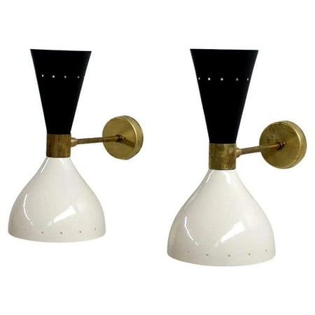 

Wall Sconce Stilnovo Style Pair of Beautiful Adjustable Large Italian Sconces Brass Stilnovo Style Italian Light Solid Brass Large Shades