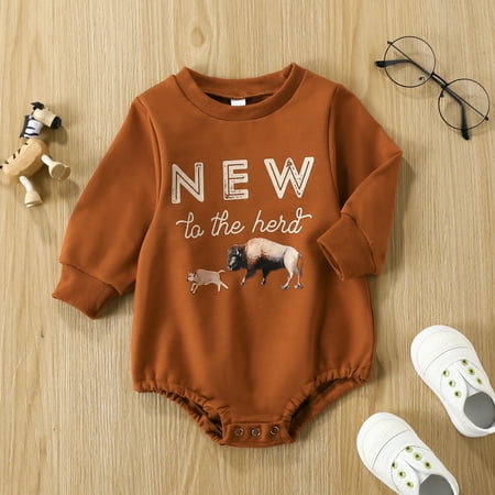 

Baby Boys Print Cotton Animal Autumn Long Sleeve Romper Bodysuit Clothes