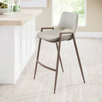 Desi Counter Stool Beige & Walnut Counter Stool, Modern Style, Plush and durable faux leather fabric, Plywood, Indoor Bar