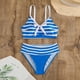 thumbnail image 4 of Trajes de baño Amzcrzy Tankini para mujer, trajes de baño, trajes de baño, bikini con control de abdomen para mujer, traje de baño estampado de verano de talla grande, traje de baño dividido, azul, S, 4 of 5