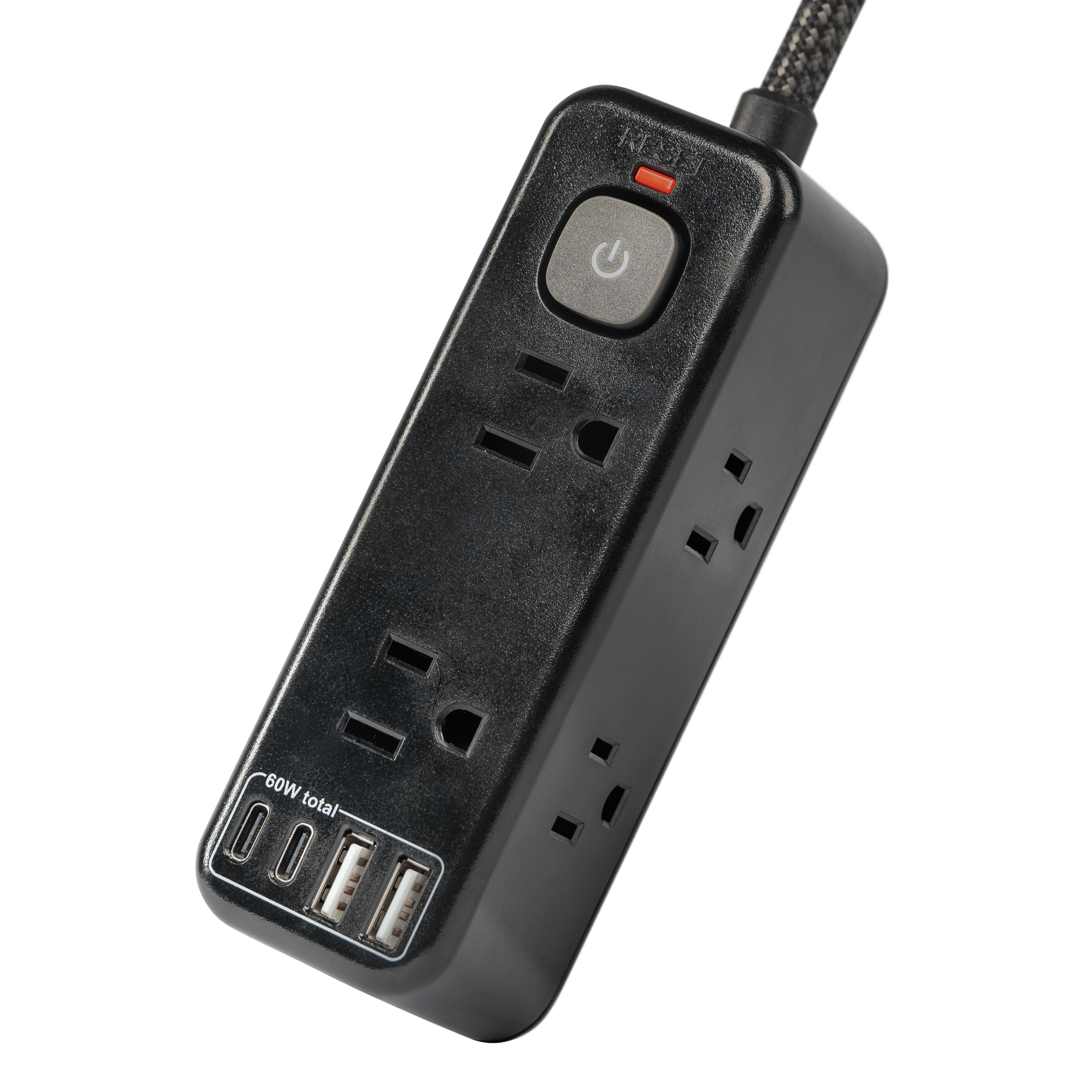 (2 pack) Hyper Tough 6ft Extension Cord Power Strip with 6 Outlets, USB-A & USB-C, 900J Surge Protector, Black