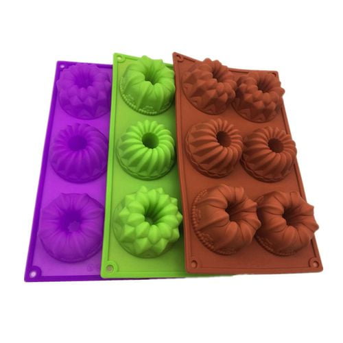 PWFE 6 Cavity Silicone Mold Mini Bundt Savarin Cake Muffin Chocolate Baking Pan