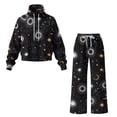 thumbnail image 5 of Xixirimido Cocmic Moon Stars Starry Night Print Women's Sweatsuits 2 Piece Outfit Fall Fashion Airport Lounge Sets Long Sleeve Sweatshirt Wide Leg Sweatpants Plus Size Tracksuit, X-Small, 5 of 7