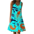 thumbnail image 2 of FAVIPT Ladies Sundress Knee Length Summer Dresses for Women 2024 Sleeveless Boho Beach Sundress Floral Flowy Swing Mini Dress Casual Summer Loose Fit Dresses Green, 2 of 5