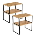 thumbnail image 1 of Organizadores de Cocina, Juego de 4 Estantes de Cocina, Apilables, Expandibles, Metal y Madera de Ingeniería, Negro y Natural, 1 of 7
