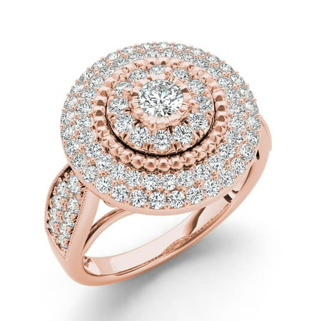 Imperial 1ct TDW Diamond 10K Rose Gold Cluster Halo Engagement ring