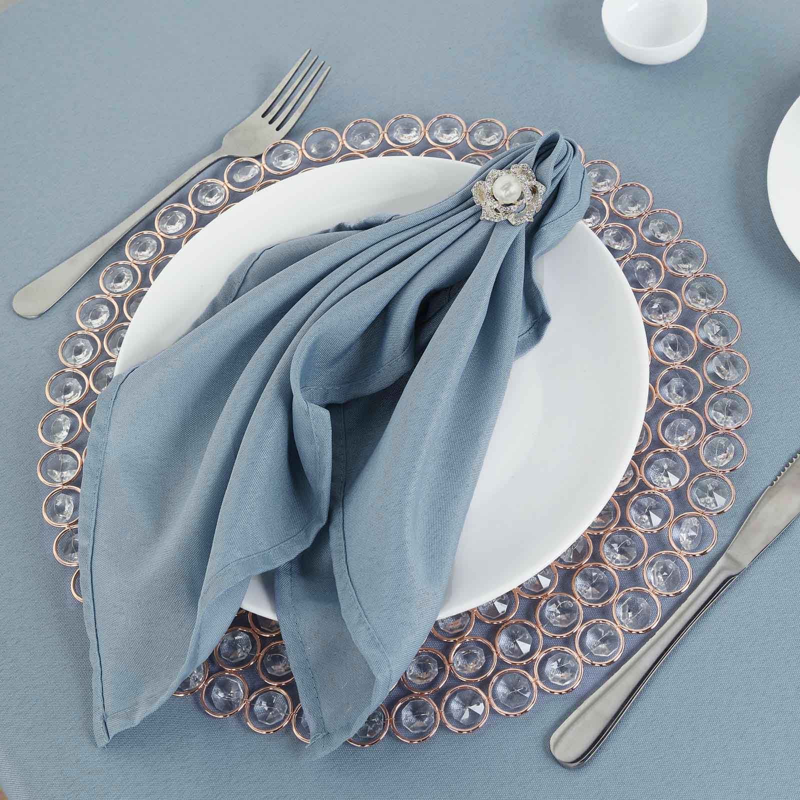 Crown Washed Linen Napkin Set Blue NS404