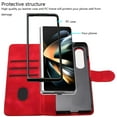 thumbnail image 2 of Allytechgroup Slim Fit Shockproof 3D Geometric Lattice PU Leather Wallet Cell Phone Case for Samsung Galaxy Z Fold 3, Red, 2 of 2