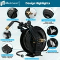thumbnail image 4 of iMeshbean Retractable Power Pressure Washer Hose Reel, 3/8" x 50ft 4800PSI Rubber Hose,Wall Mount Garden Hose Holder, Auto Rewind Air Compressor Hose Reel, Heavy Duty Metal Hose Stand for Yard/Garden, 4 of 19