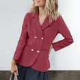 thumbnail image 2 of Breezora Women's Lapel Button Front Long Sleeve Work Coat Casual Professional Style With Pockets M Size Hot Pink, 2 of 9