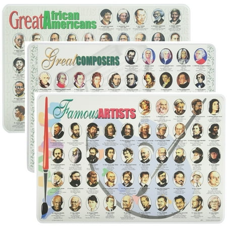 Famous American Composers - Painless Learning Educational Placemats Sets Great African Americans Famous Artists and Great Composers Placemat Non Slip Washable