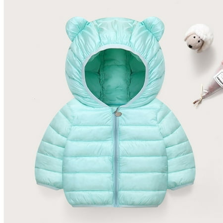 

Child Sweater Toddler Kids Baby Boys Girls Winter Warm Jacket Solid Outerwear Bear Ears Hooded Padded Outwear Coat
