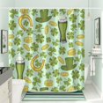 thumbnail image 5 of St. Patrick''s Day Shower Curtain, Green Clover Shamrock Leaf Gold Coin Machine Washable Waterproof Fabric for Bathroom Bathtub Decor with Hooks 72x72, 5 of 6