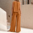 thumbnail image 4 of WTOBBY Women's Elegant Solid Color Two-Piece Set, Round Neck Sleeveless Vest & High Waist Wide Leg Pants, Chic Casual Office Wear,Brown L, 4 of 5