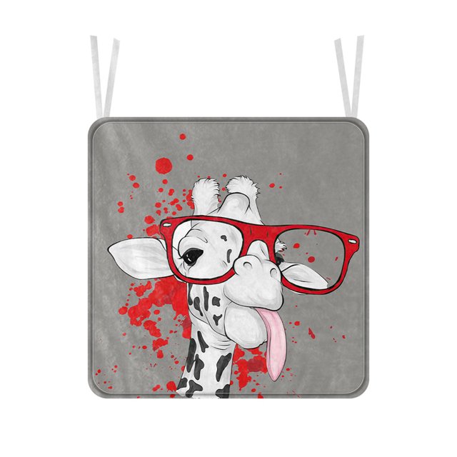 Cojín de asiento suave para el hogar, la oficina y el hotel, 35 x 35 cm, adorable cojín con estampado de jirafa de dibujos animados