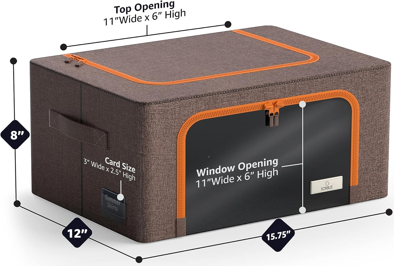 Sorbus Storage Bin with Metal Frame, Stackable & Foldable with Clear Window & Handles, Organization for Closets