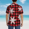 thumbnail image 3 of Lsque Snowflakes On A Buffalo Plaid pattern Hawaiian Shirt for Men, Unisex Summer Beach Casual Short Sleeve Button Down Shirts-Small, 3 of 9