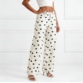thumbnail image 5 of AHTJRT Straight Leg Jeans for Women Boho Fashion Polka Dots Print Wide Leg Trousers Midweight Dance Night Clubwear Slacks Denim Pants White S, 5 of 9