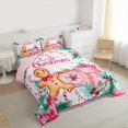 thumbnail image 3 of Manfei Merry Christmas Queen Comforter Set for Kids Girls, Kawaii Gingerbread Gifts Bedding Sets, Xmas Tree Sled Coffee Bedding Comforter Set, Lightweight Room Decor, Reversible 3-Piece, 3 of 8