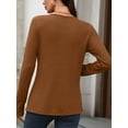 thumbnail image 2 of Mengpipi Women’s Henley Tops Fall Spring Long Sleeve Button Neck Waffle Knit Casual Lightweight Pullover Shirts S-2XL, 2 of 7
