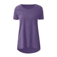 thumbnail image 4 of CHOK Hauts pour Femmes T-Shirts à Manches Courtes pour Femmes Liquidation Couleur Unie Grande Taille Tendance Été Coupe Décontractée T-Shirts Chemises Décontractées Col Rond Chemises Fluides Blouses Hauts Noir G, 4 of 5