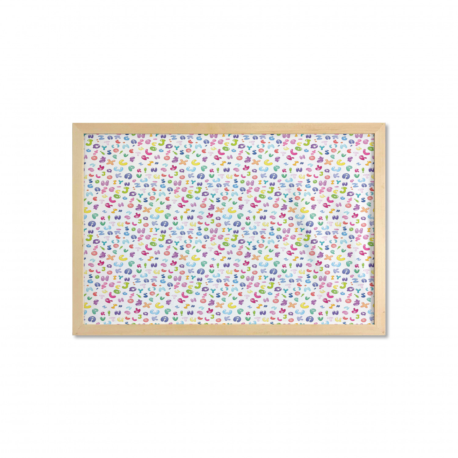 ABC Wall Art with Frame, Colorful Alphabet Abc Bubble Letters Doodle ...