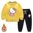 thumbnail image 2 of Traje de pantalón cálido de manga larga para niños de Hello Kitty, suéter acolchado de terciopelo para niños y niñas + traje de dos piezas con pantalones informales, 2 of 5