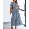 thumbnail image 2 of Vestido casual BTFBM de verano 2025 con cuello en V y manga corta para mujer, 2 of 9
