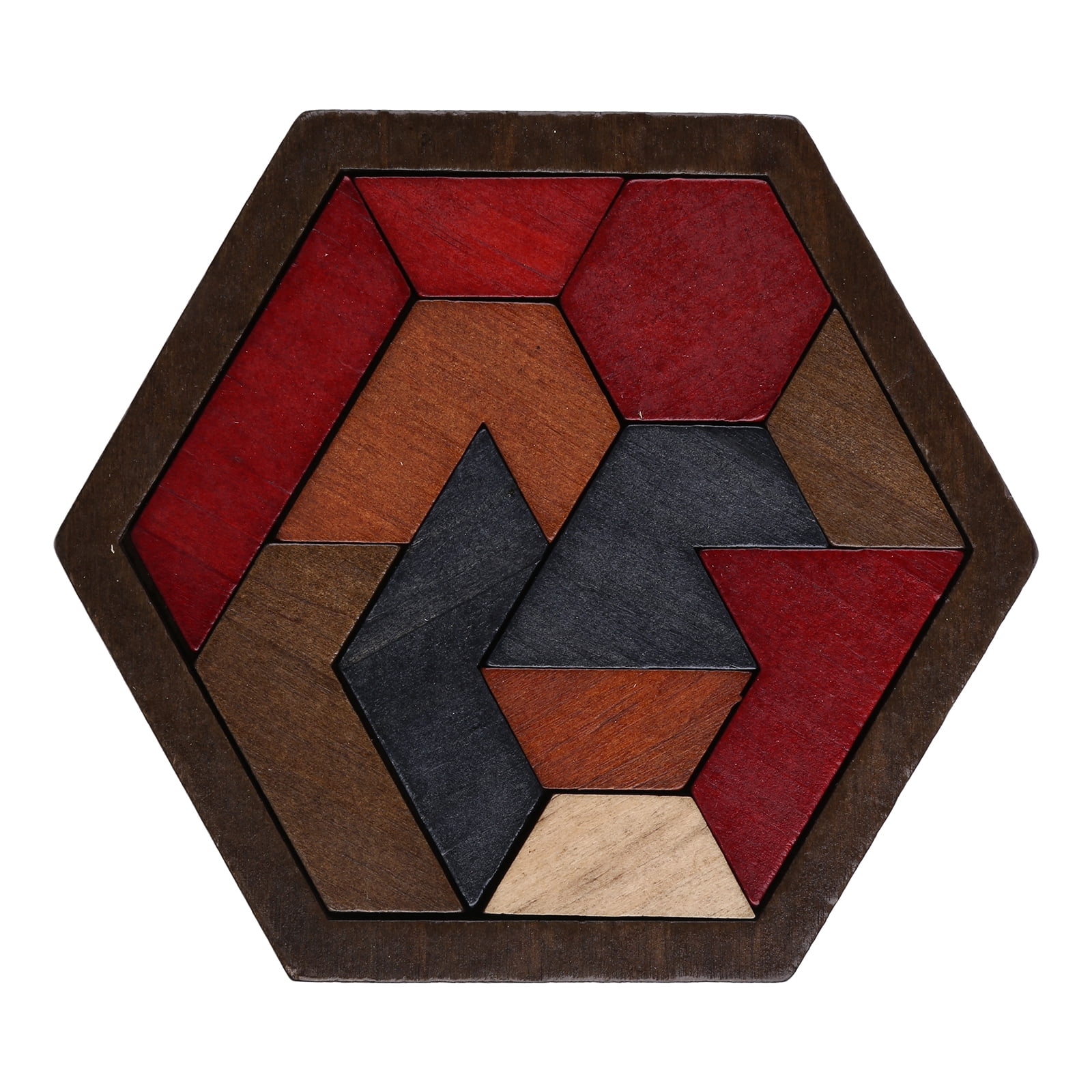 ZOYONE Hexagon Tangram Classic Chinese Handmade Wooden Puzzle Jigsaw