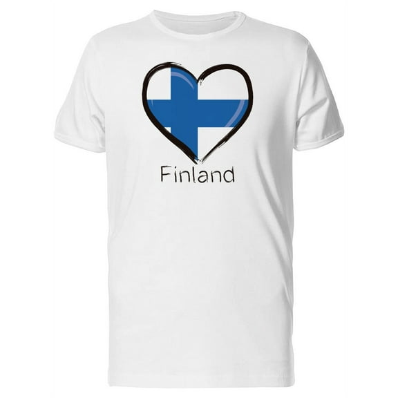 Finland Flag Heart T-Shirt Men -Image by Shutterstock, Male 3X-Large